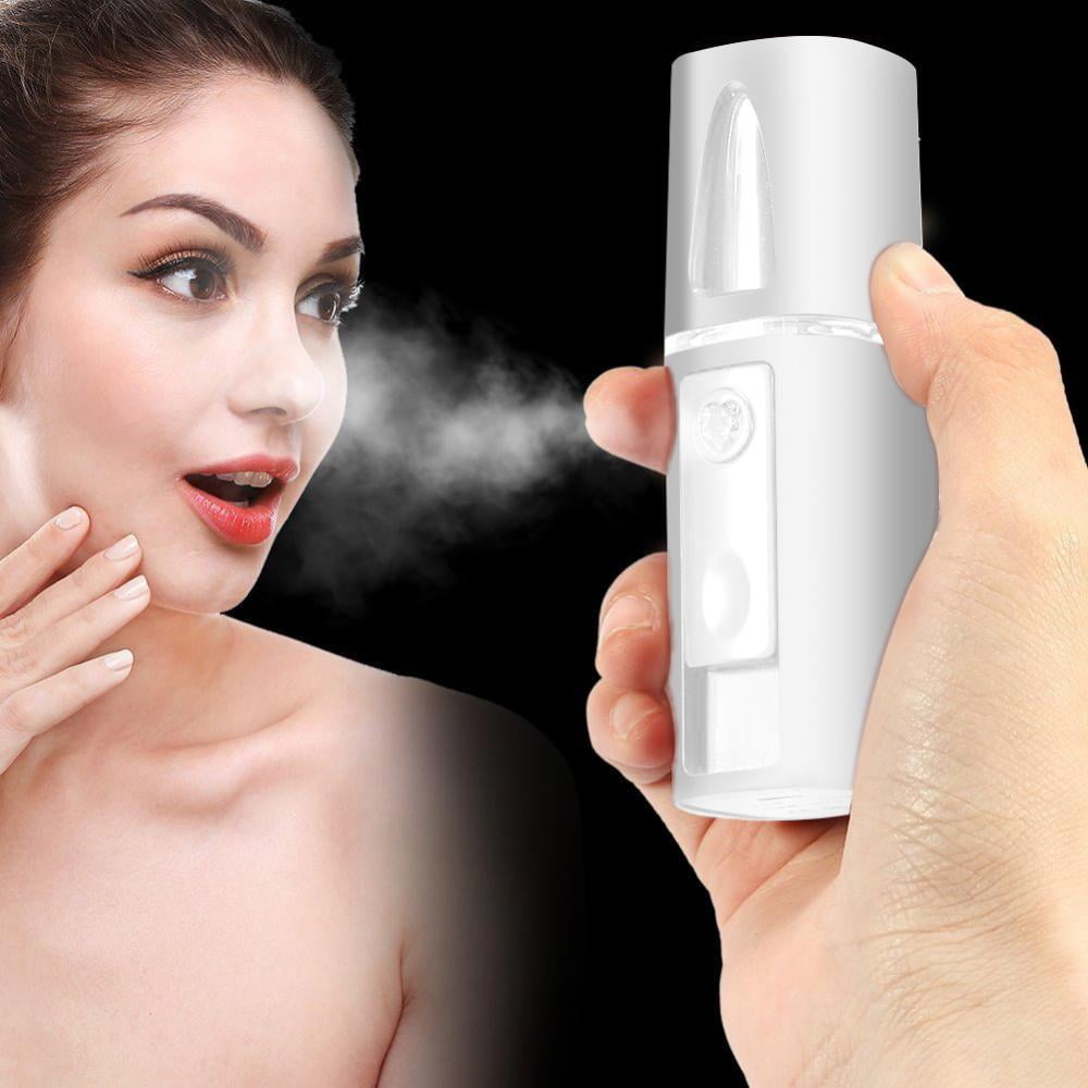 Read mist spraying woman face Mist spraying woman face